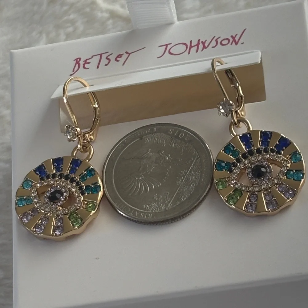 Betsey‎ Johnson Gold Tone Evil Eye Drop Earrings